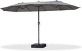PURPLE LEAF 14ft Patio Market Umbrella Outdoor Double-Sided Umbrella with Base and Crank Rectangle Table Umbrella for Pool Deck Garden, Grey