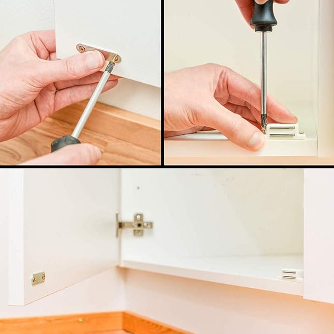 Cabinet Magnet Latch - Best for Cabinet Doors, Cupboards, Drawers and Shutters - Cabinet Magnetic Latch Easy Install - Magnetic Cabinet Catch Screws Included - Set of 12(White)