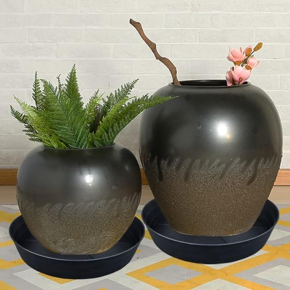Plant Saucer 16 Inch 2 Pack 10 12 14 16 18 20 25, Plastic Plant Trays for Pots，Extra-Deep Plant Water Dray Tray, Bird Bath Bowl, Heavy Flower Plant Saucers Indoors and Outdoor No Holes