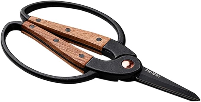 Barebones Garden Scissors - Walnut Scissors - Garden Supplies and Indoor Plant Accessories - Plant Shears with Wide Handles - Comfortable Fit Trimming Shears (Small)