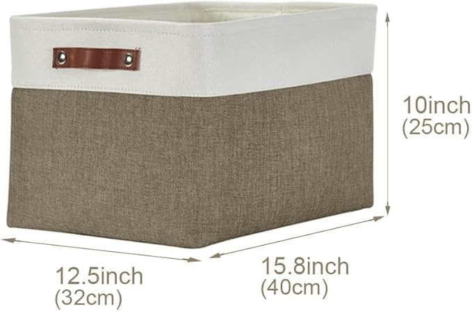 DECOMOMO Storage Baskets for Shelves - Fabric Closet Organizers and Storage Bins, Perfect Baskets for Organizing Closet Toys Nursery (Brown and White, XL - 3 Pack)