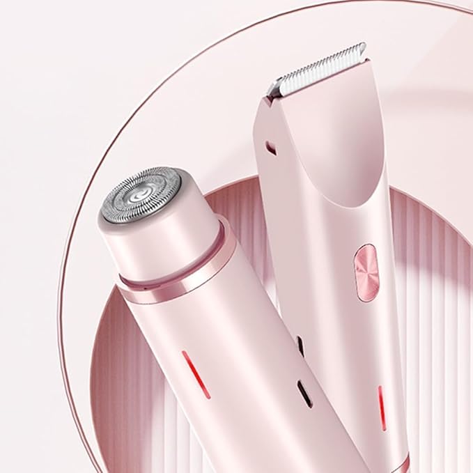 Bikini Trimmer for Women 2025 Upgrade Dual Head Shaver Women Ceramic Blades 2-in-1 Women's Body Shaver Electric Razor 90min Cordless Runtime Waterproof Travel Grooming Kit (Purple)
