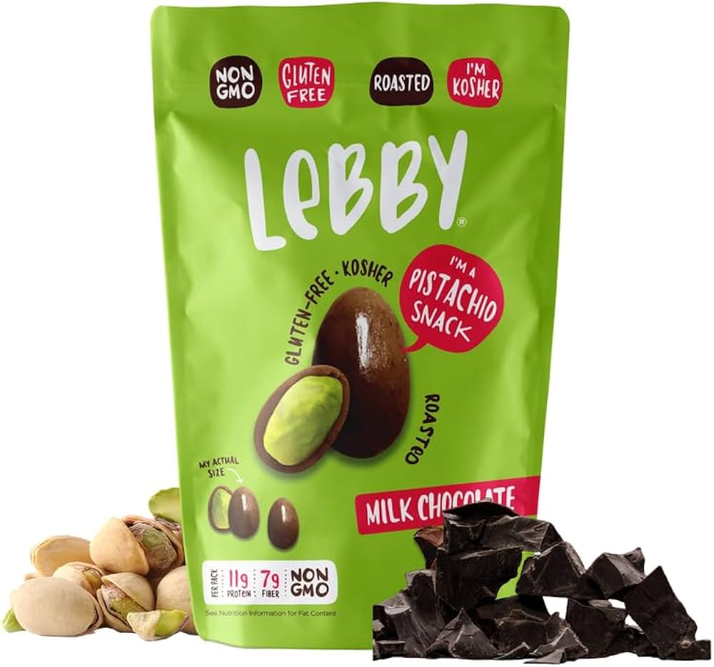 Lebby Snacks - Dark Chocolate Pistachios, 3.1 oz (Pack of 6) - Gluten-Free Treat