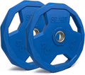 SPART Color Coded Weight Plate 2-Inch Rubber Coated Olympic Grip Plate for Barbell, Solid Cast Iron Weight Plates for Strength Training, Weightlifting, Crossfit, Home Gym, 2.5LB/5LB/10LB/25LB/35LB/45LB, Pair