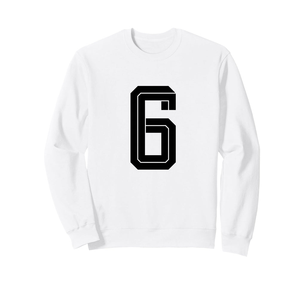 6 White Number 6 Sports Fan Soccer Sweatshirt - Aesthetic Graphic Unisex