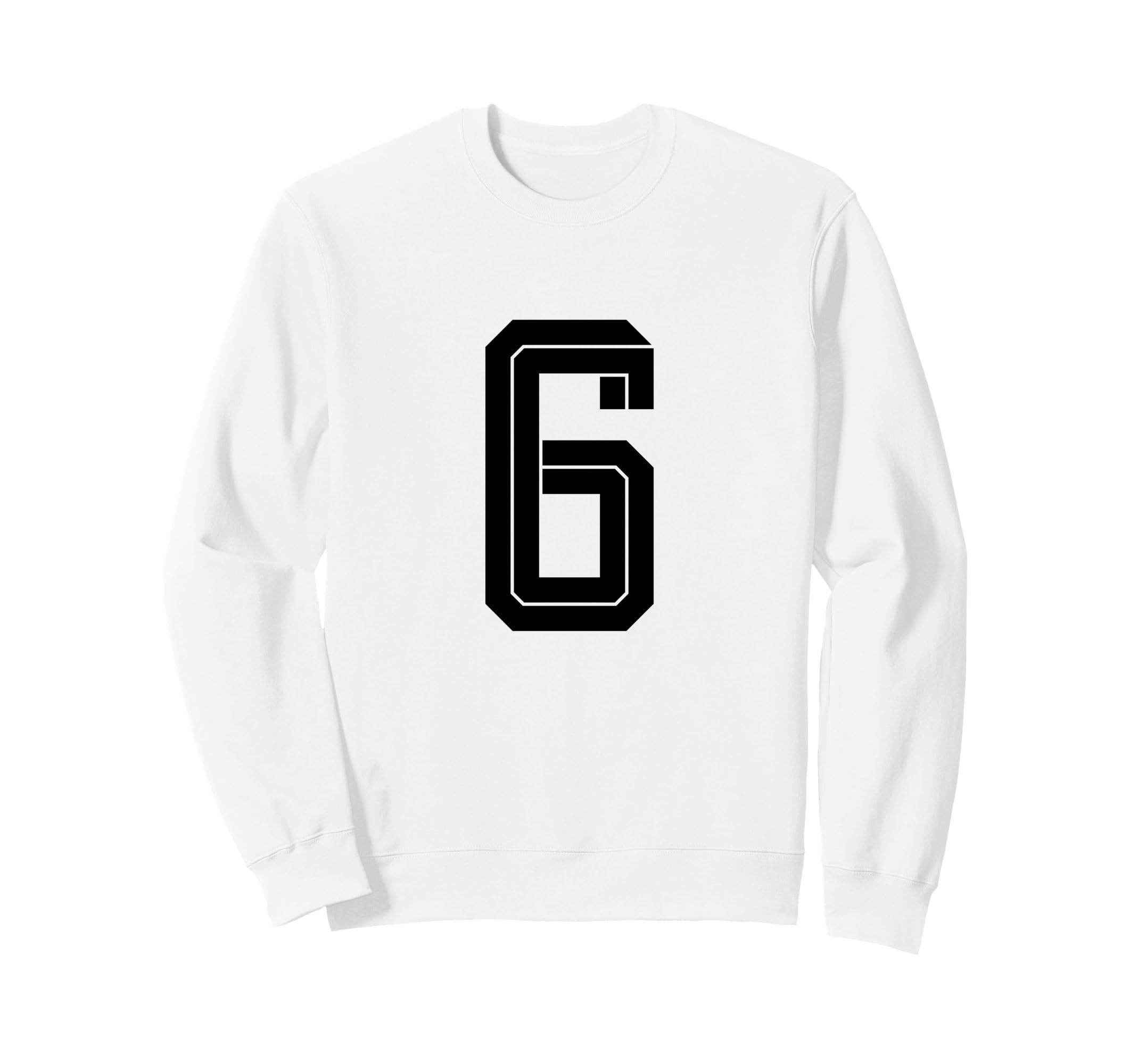 6 White Number 6 Sports Fan Soccer Sweatshirt - Aesthetic Graphic Unisex