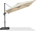 PURPLE LEAF 9 Feet Patio Umbrella Outdoor Cantilever Square Umbrella Aluminum Offset Umbrella with 360-degree Rotation for Garden Deck Pool Patio, Beige