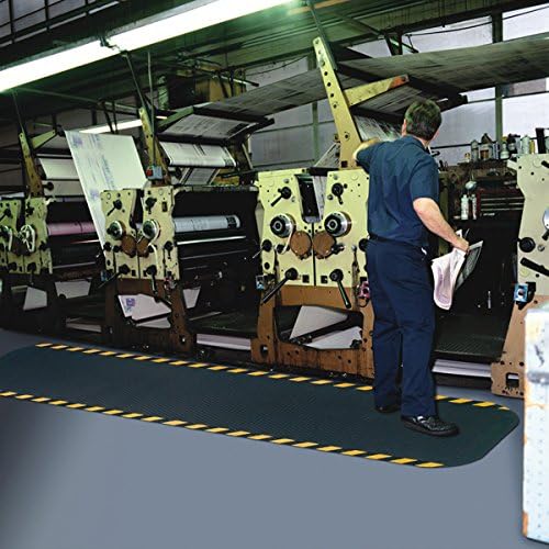 American Floor Mats Hog Heaven Premium 7/8" Black & Yellow Border 5' x 4' Nitrile Backed Anti-Fatigue Comfort Mat