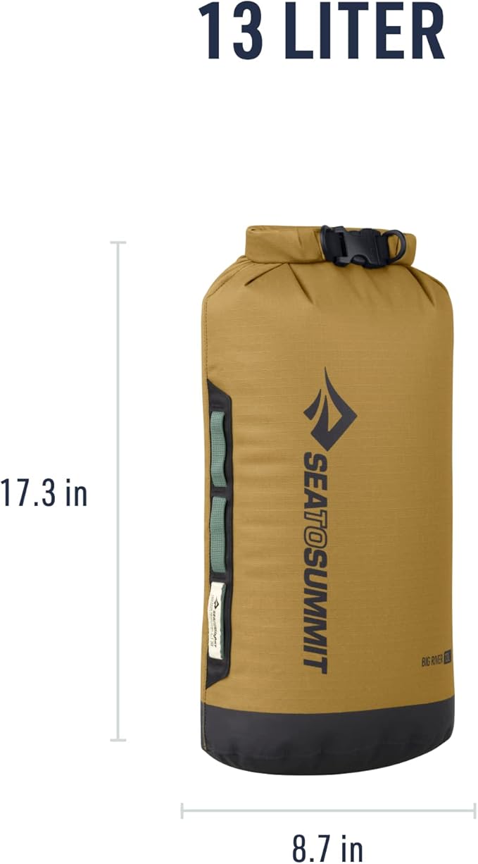 Sea to Summit Big River Dry Bag, Heavy-Duty Dry Storage, 13 Liter, Gold Brown