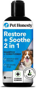 Restore + Soothe 2 in 1 Shampoo + Conditioner for Sensitive Skin for Dogs & Cats - Dog Skin and Coat Supplement - Soothes Itching, Irritation and Hot Spots (Coconut) - 16oz