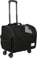 Dog Travel Bag with Removable Rolling Wheels, Airline Approved Pet Carrier, Foldable Cat Bag with Breathable Mesh, Pet Stroller(Black)