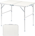 VINGLI 3FT Small Camping Folding Table Adjustable Height Aluminum Folding Table for Picnic Party BBQ, Plastic RV Suitcase Table Portable Lightweight Fold Up Utility Outdoor Tables