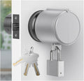 AST Door Knob Lockout Device with SS Padlock and Brass Keys, Childproof Door Knob, Security Lock for Toddler and Dementia Proof, Safety Cover, Doorknob Protection, Matte Silver with SS Padlock
