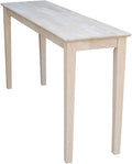 IC International Concepts Extended Length Shaker Console Table, 60" W x 16" D x 30" H Real/Solid Parawood, Kitchen/Dining, 50 Lbs. Wt. Capacity, DIY, Paint/Stain In Any Color, Unfinished