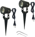 Pack of 2, Outdoor LED Landscape Lights Waterproof Spotlight with Spike Stand and Plug for Driveway, Outdoor Lawn Lighting, Flood Garden, Yard (5W Mini Warm White)