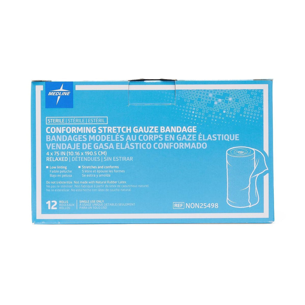 Medline Sterile Conforming Bandage, 4 Inch x 4-1/10 Yard NON25498