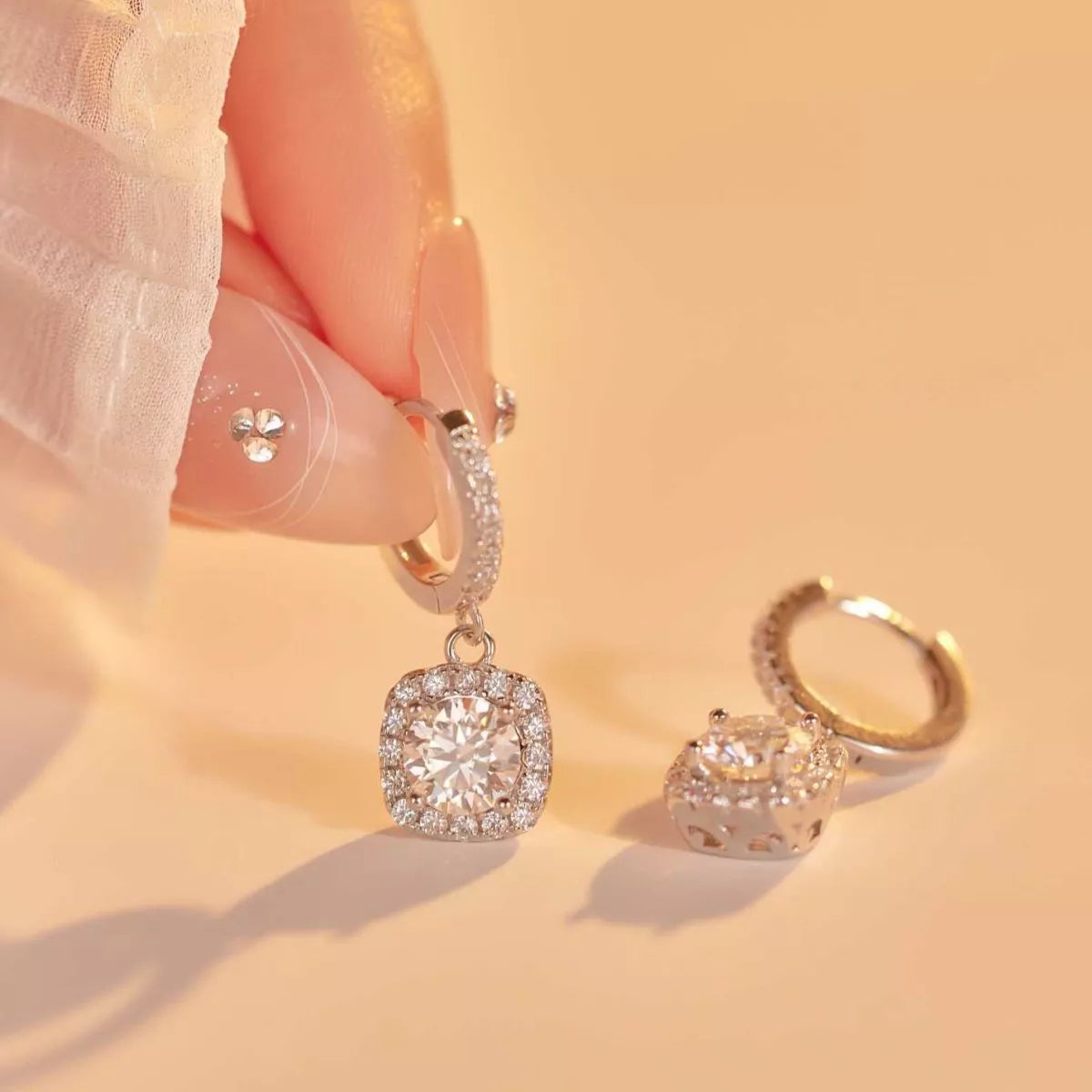 1 Carat Moissanite 925 Sterling Silver Hoop Drop Earrings