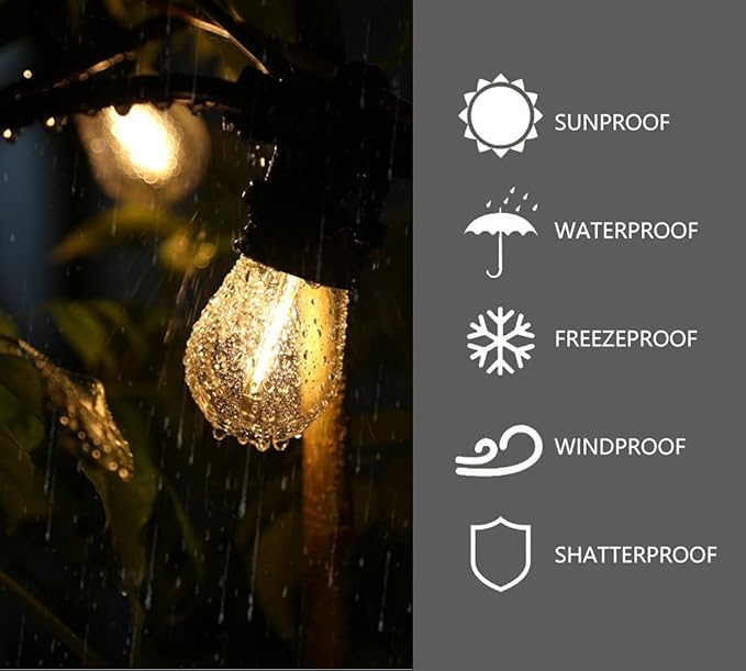 48 Pack S14 LED String Light Bulbs, 1W Shatterproof & Waterproof Outdoor Indoor Replacement Bulbs, E26 Base Edison LED Light Bulbs Warm White 2200K. (S14 48Pack)