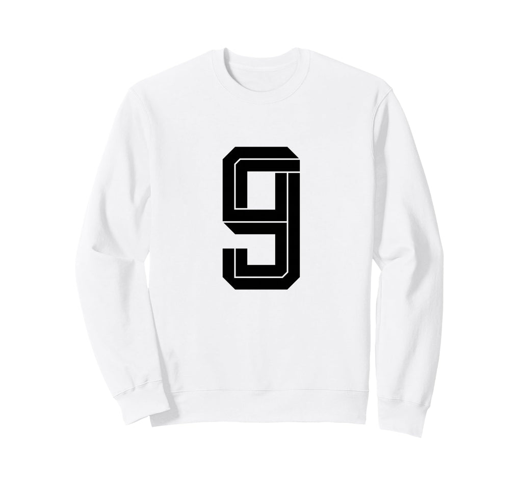 9 White Number 9 Sports Fan Soccer Sweatshirt - Streetwear Style Unisex