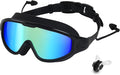 Swim Goggles for Adults, Wide View Anti-Fog & UV Swimming Goggles with Nose Clip & Ear Plugs, No Leak