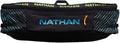 Nathan Running Belt Pinnacle Hydration Waistbelt/WaistPack. Includes Soft Flask, Storage, Zipper Pocket. For Running, Hiking Fanny Pack. No Bounce! (Black/Blue Me Away, S/M)