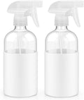 2 Pack Glass Spray Bottles with Silicone Sleeve, 16 oz Empty Refillable Containers with Adjustable Spray Nozzles, Spray Bottles for Hair, Cleaning Solutions and Plants White