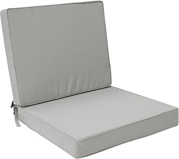 Outdoor Deep Seat Cushion Set 22" x 22", Water Repellent & Fade Resistant Cushion for Patio Furniture, Back & Seat Cushion with Removable Covers for Sofa, Couch, Light Grey