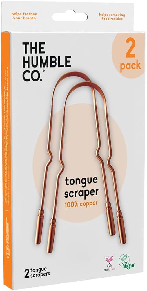 The Humble Co. Copper Tongue Scraper, 2 Count (Pack of 6), Natural Oral Hygiene