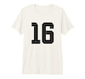 16 White Number 16 Sports Fan Soccer T-Shirt - Casual Everyday Wear Unisex