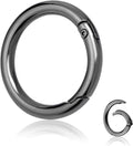10Pack 1 Inch Metal Spring O Rings Clip Keychain, Round Carabiner Clips Keyrings Snap Hook Buckle, Purse Shoulder Bag Chain Rings Clip Replacement Paracord Keychain Lanyard Leather DIY Crafts (Black)