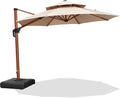 PURPLE LEAF 10ft Patio Umbrella Outdoor Round Umbrellas Large Cantilever Umbrella Windproof Offset Umbrellas Heavy Duty Sun Umbrella for Garden Deck Pool Patio, Beige