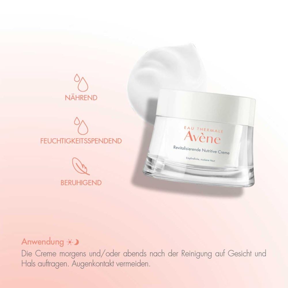 Avene Moisturizing Cream for Dry & Sensitive Skin - Rich Hydration & Nourishment with Vitamin E & Thermal Water