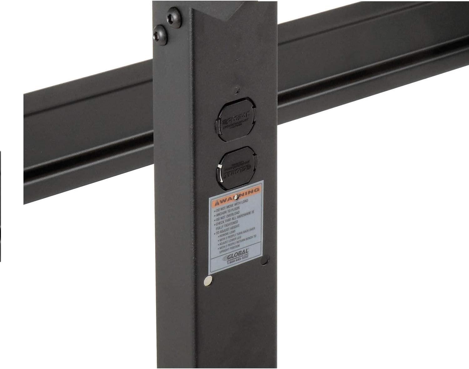 Global Industrial Adjustable Height Workbench C-Channel Leg, 60" W x 30" D, 1-3/4" Birch Top with Square Edge, 2000 Lbs. Capacity, Black Frame, Industrial Workbench