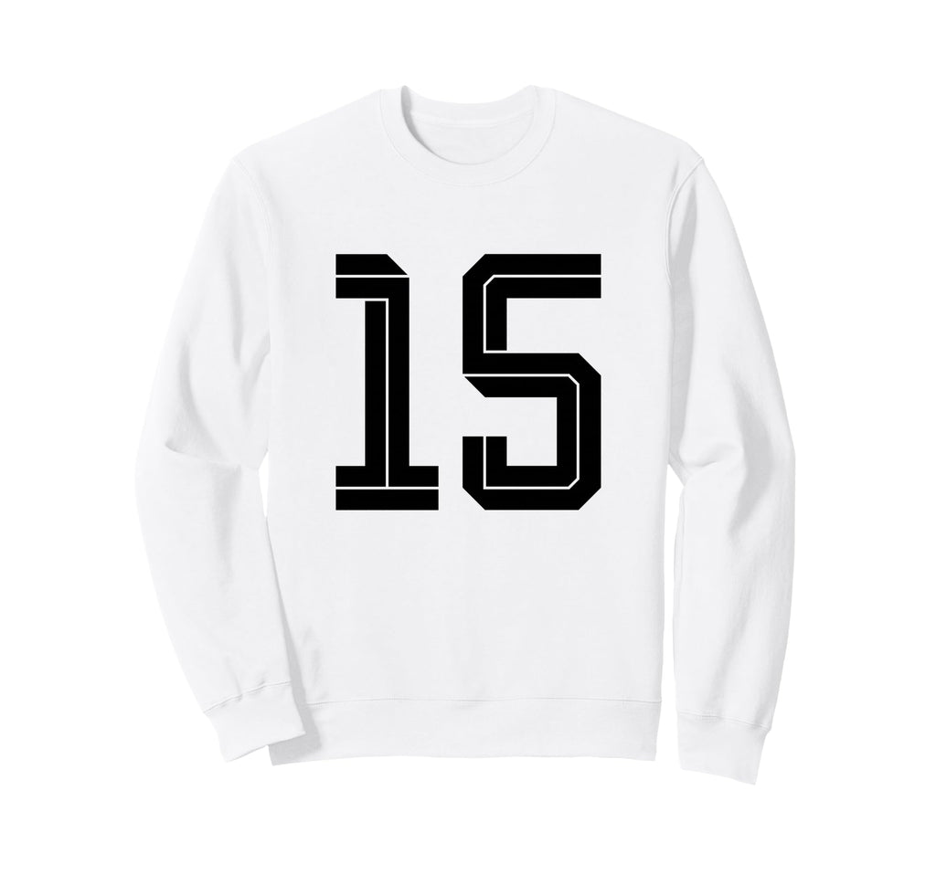 15 White Number 15 Sports Fan Sweatshirt - Custom Art Print for Adults