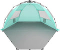 Oileus X-Large 4 Person Beach Tent Sun Shelter - Portable Sun Shade Instant Tent for Beach with Carrying Bag, Stakes, 6 Sand Pockets, Anti UV for Fishing Hiking Camping, Waterproof, Light Green