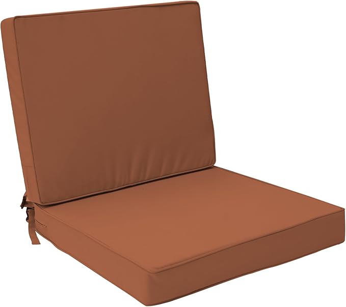 Outdoor Deep Seat Cushion Set 24" x 24", Water Repellent & Fade Resistant Cushion for Patio Furniture, Back & Seat Cushion with Removable Covers for Sofa, Couch, Red