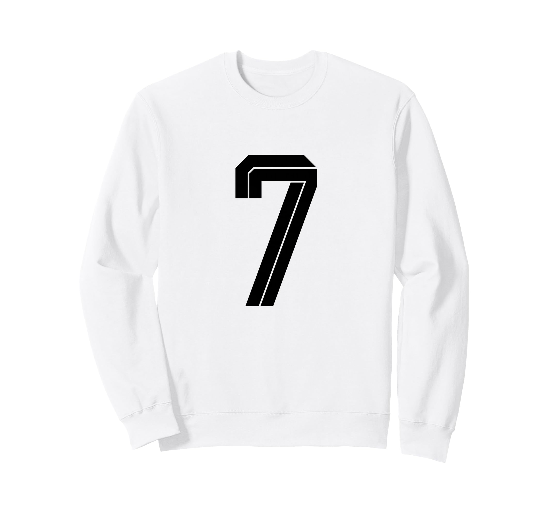 7 White Number 7 Sports Fan Soccer Sweatshirt - Trendy Graphic for Adults