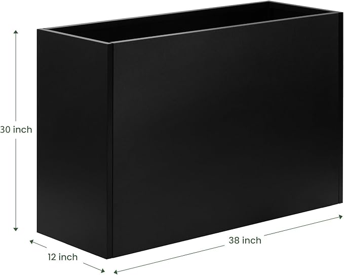 Heavy-Duty Steel Planter Box 38”x12”x30”, Rust-Resistant Large Outdoor & Indoor Plant Container, Metal Garden Box with Drainage Holes & Reinforced Edges