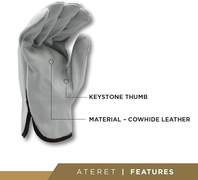 ATERET 120 Pairs Small Heavy Duty Durable Cowhide Leather Work Gloves I Driver Gloves for Truck Driving, Warehouse, Gardening, Farming