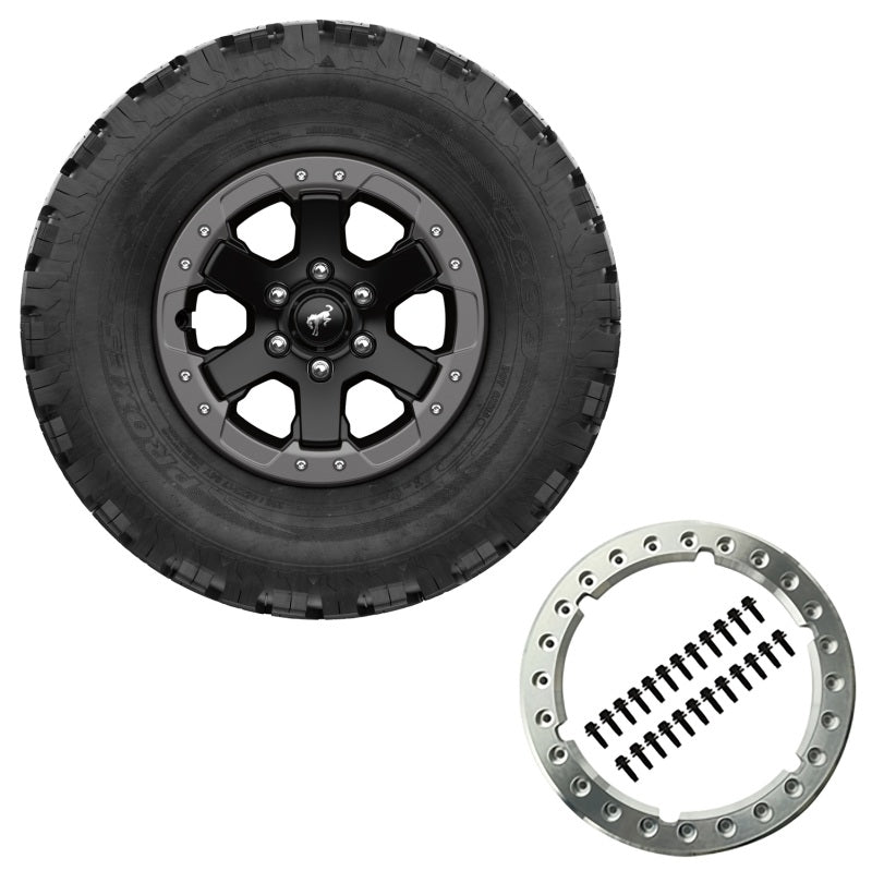 Ford Racing 2021 Bronco 17x8.0 Beadlock Carbonized Gray Badlands Wheel Kit M-1007-DC17B