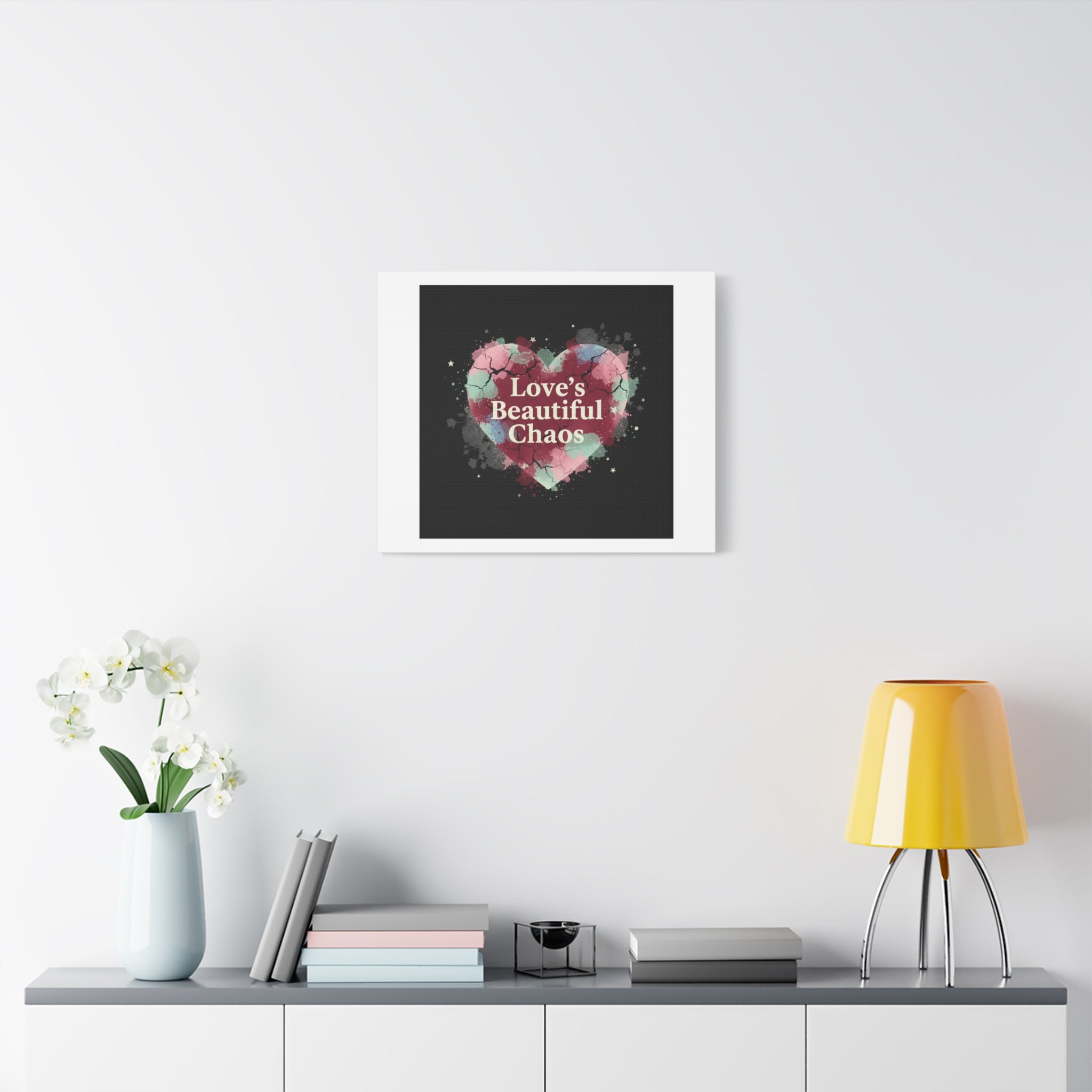 Love's Beautiful Chaos Canvas Print | Soft Grunge Hearts, Distressed Heart Art