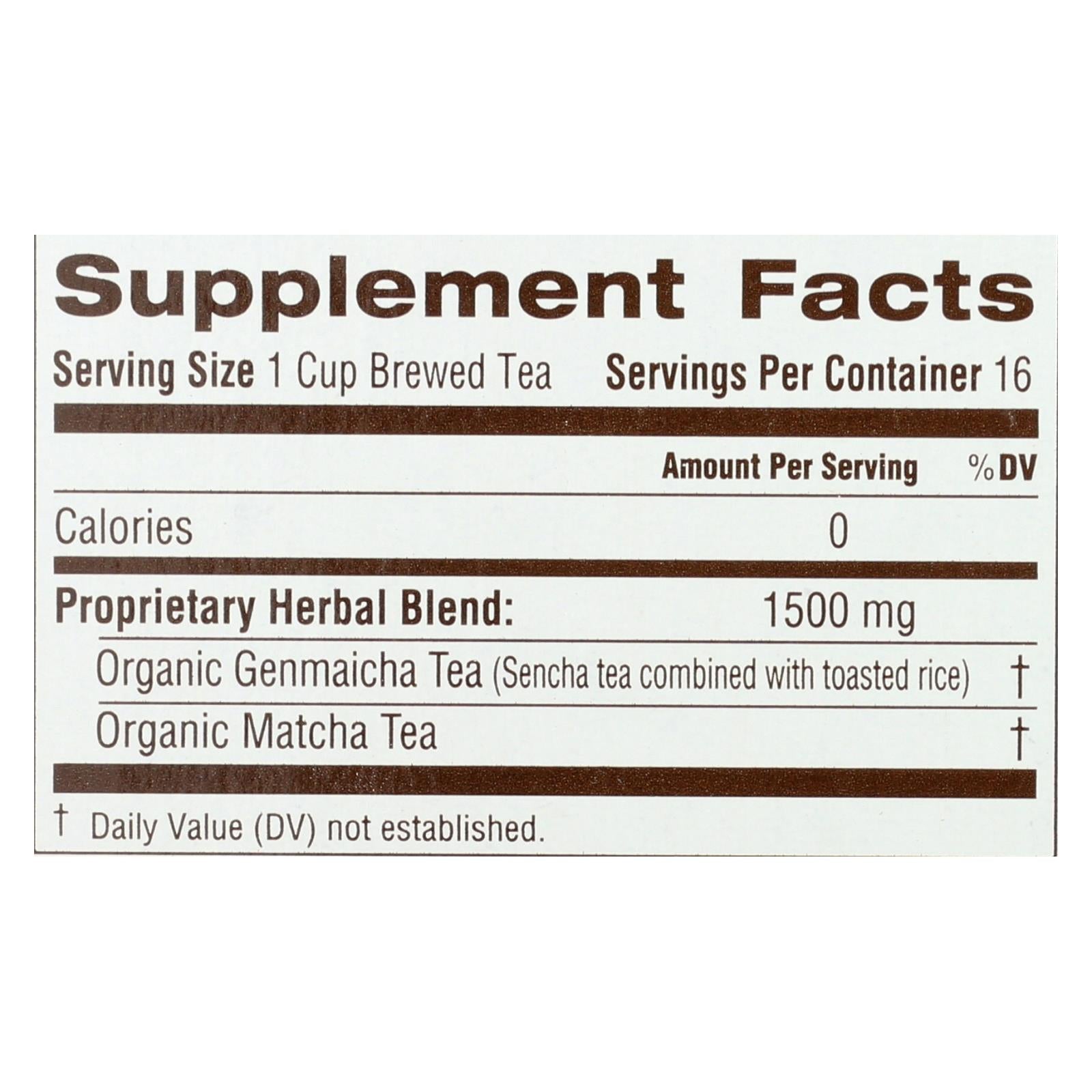 Traditional Medicinals Matcha Infused Green Tea with Jasmine Rice, Case of 6, 16 Bags Each, Organic & Sustainably Sourced