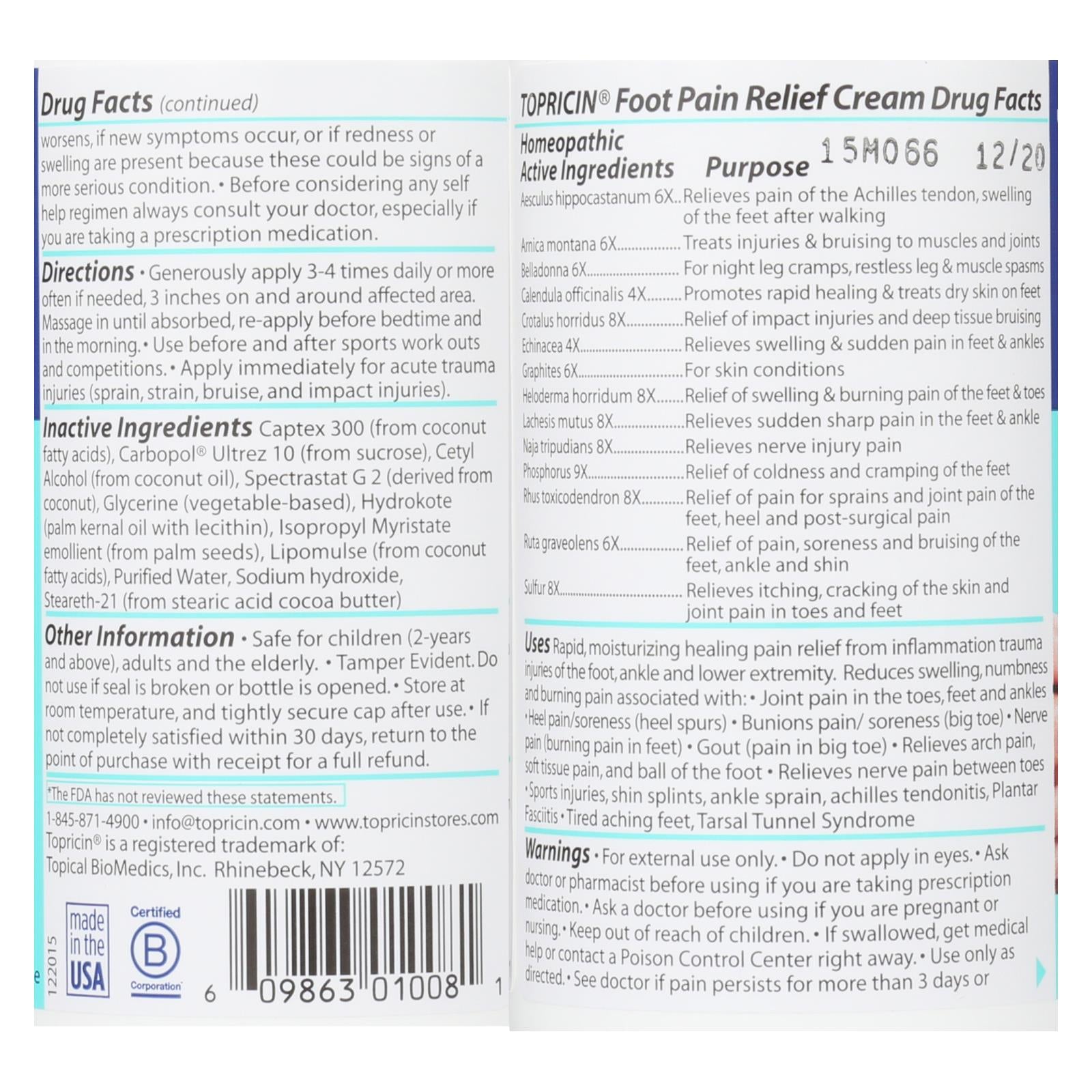Topricin Foot Therapy Cream, 8 Oz.