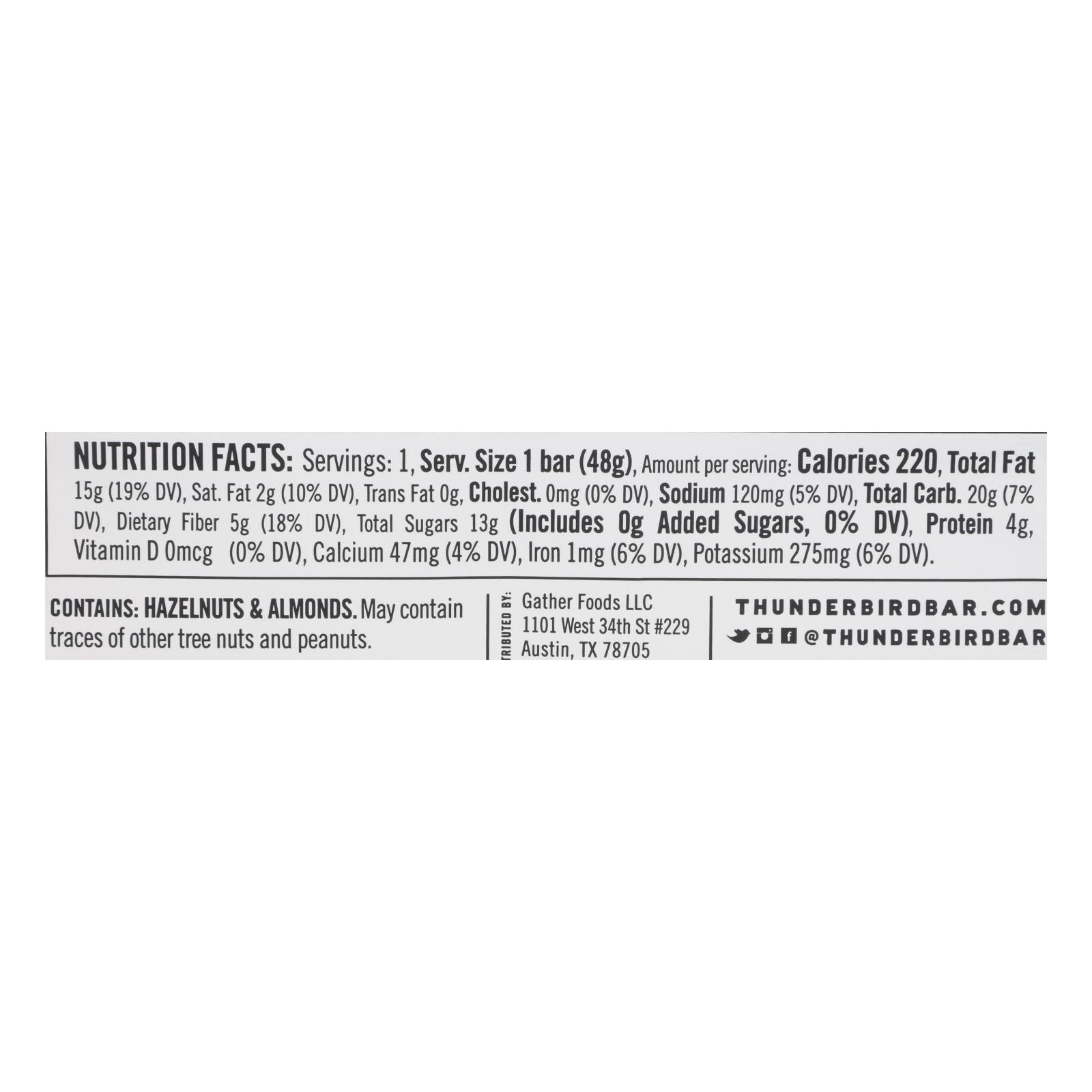 Thunderbird Bar Hazelnut Coffee Maca (Pack of 12 - 1.7 Oz.)