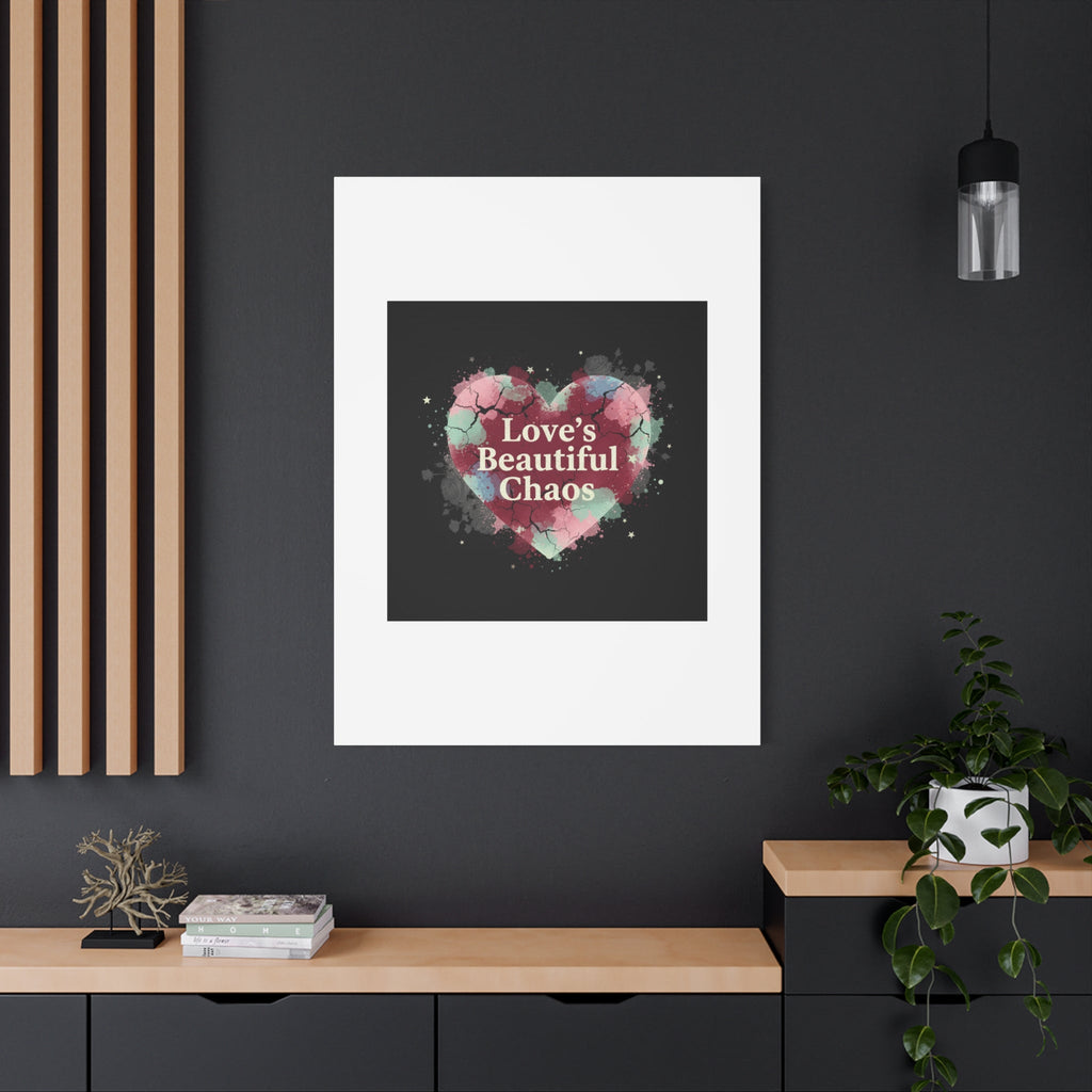 Love's Beautiful Chaos Canvas Print | Soft Grunge Hearts, Distressed Heart Art