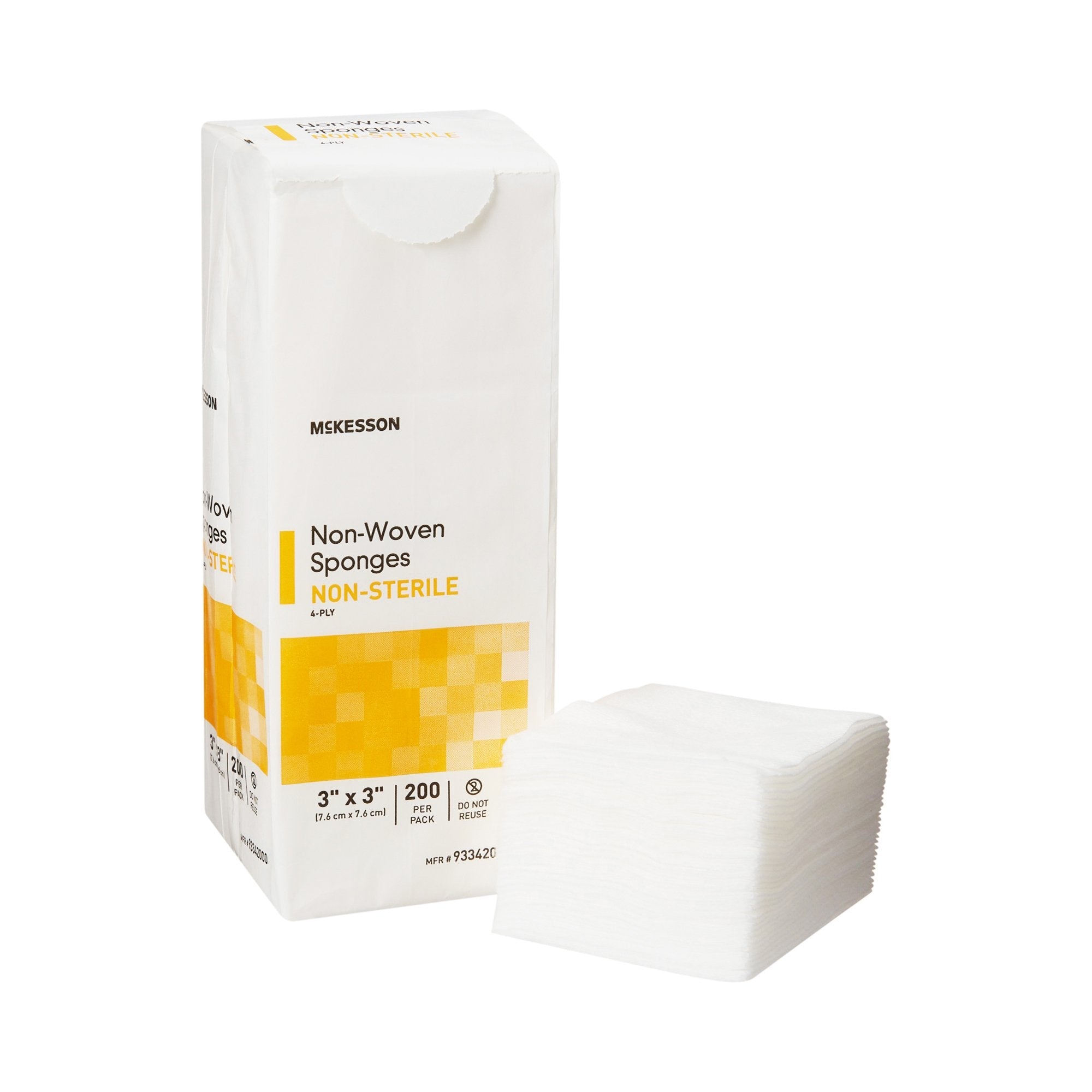 McKesson Nonwoven Sponge, 3 x 3 Inch, 4-Ply 93342000