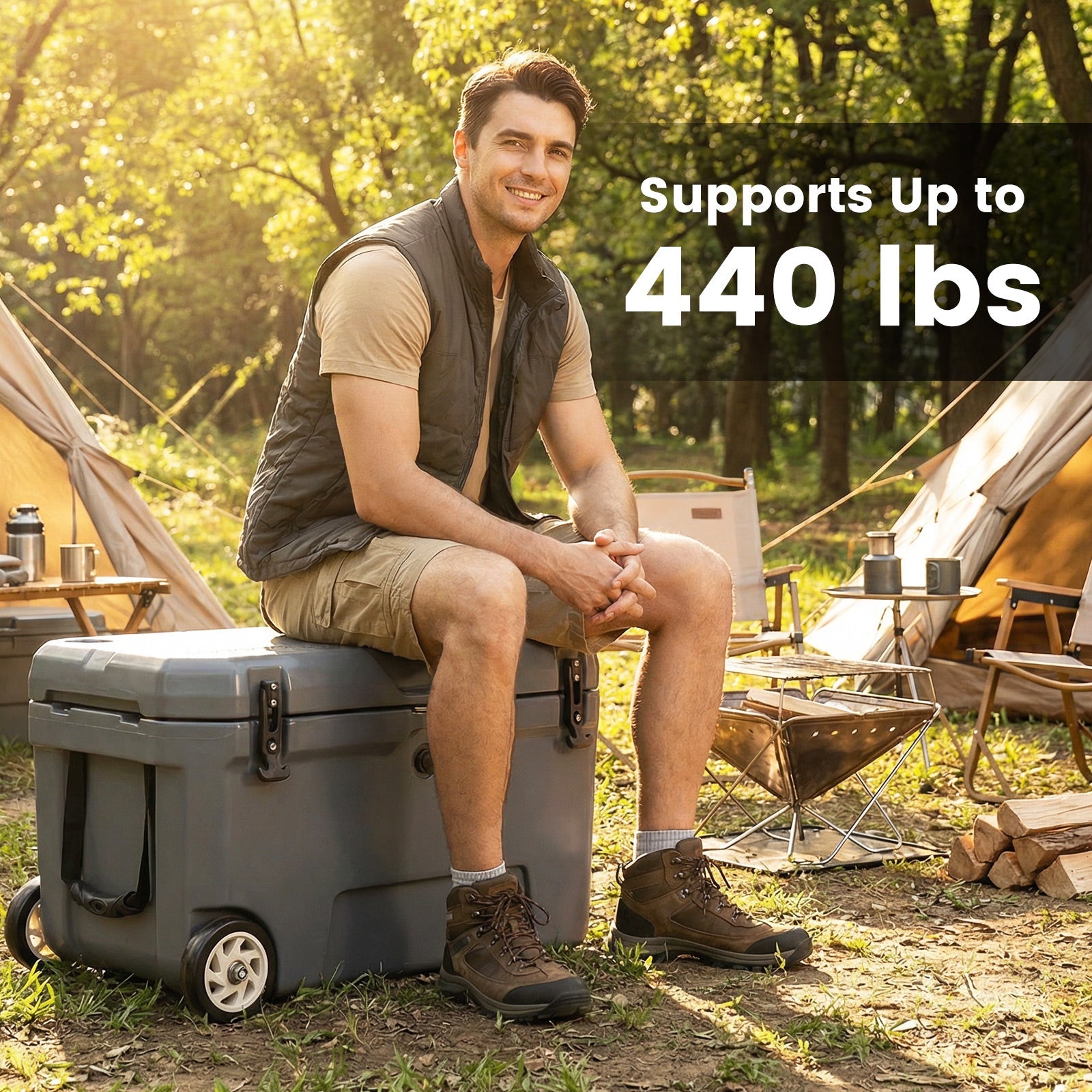 52 Quart Portable Hard Cooler with 6-Day Ice Retention and Wheels