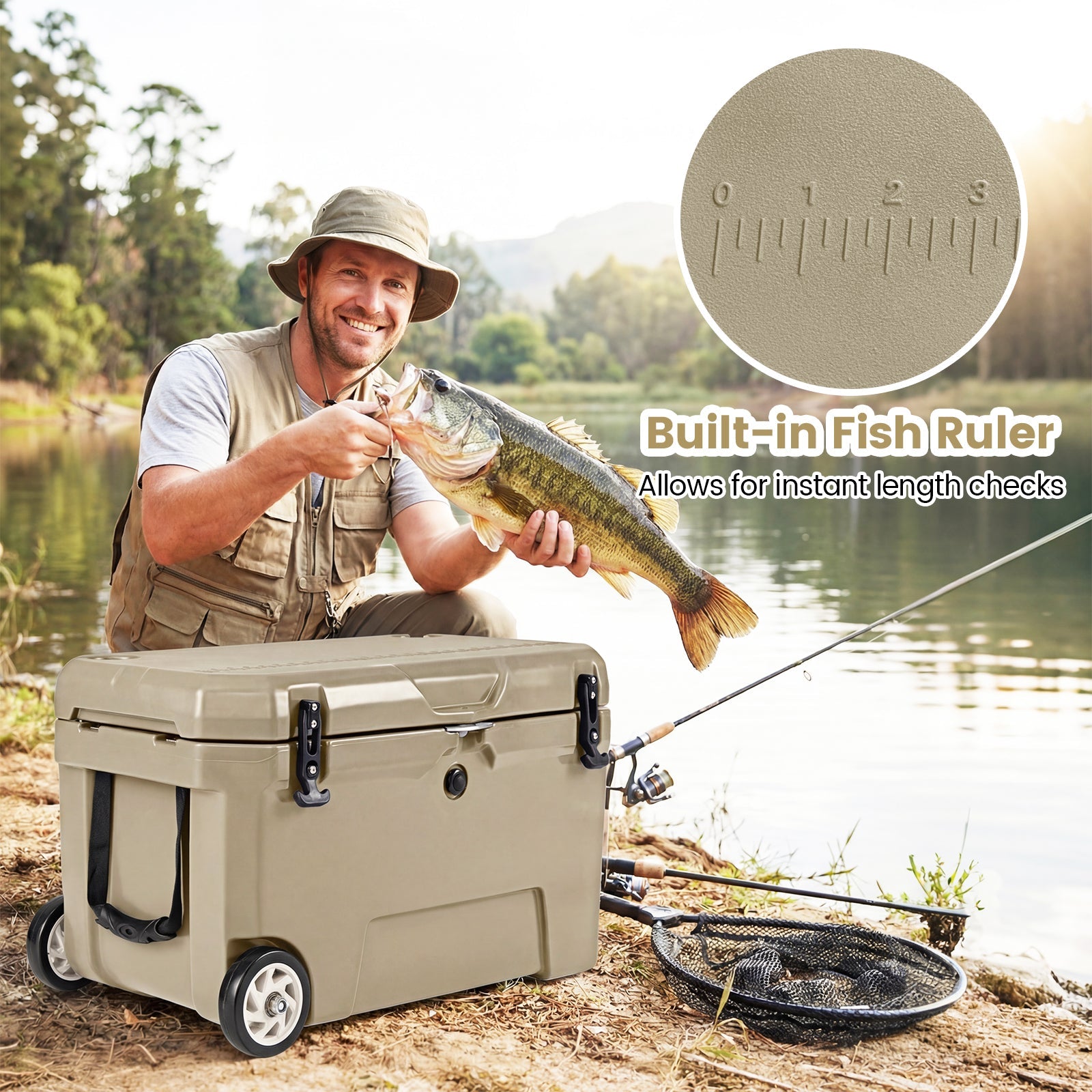 52 Quart Portable Hard Cooler with 6-Day Ice Retention and Wheels