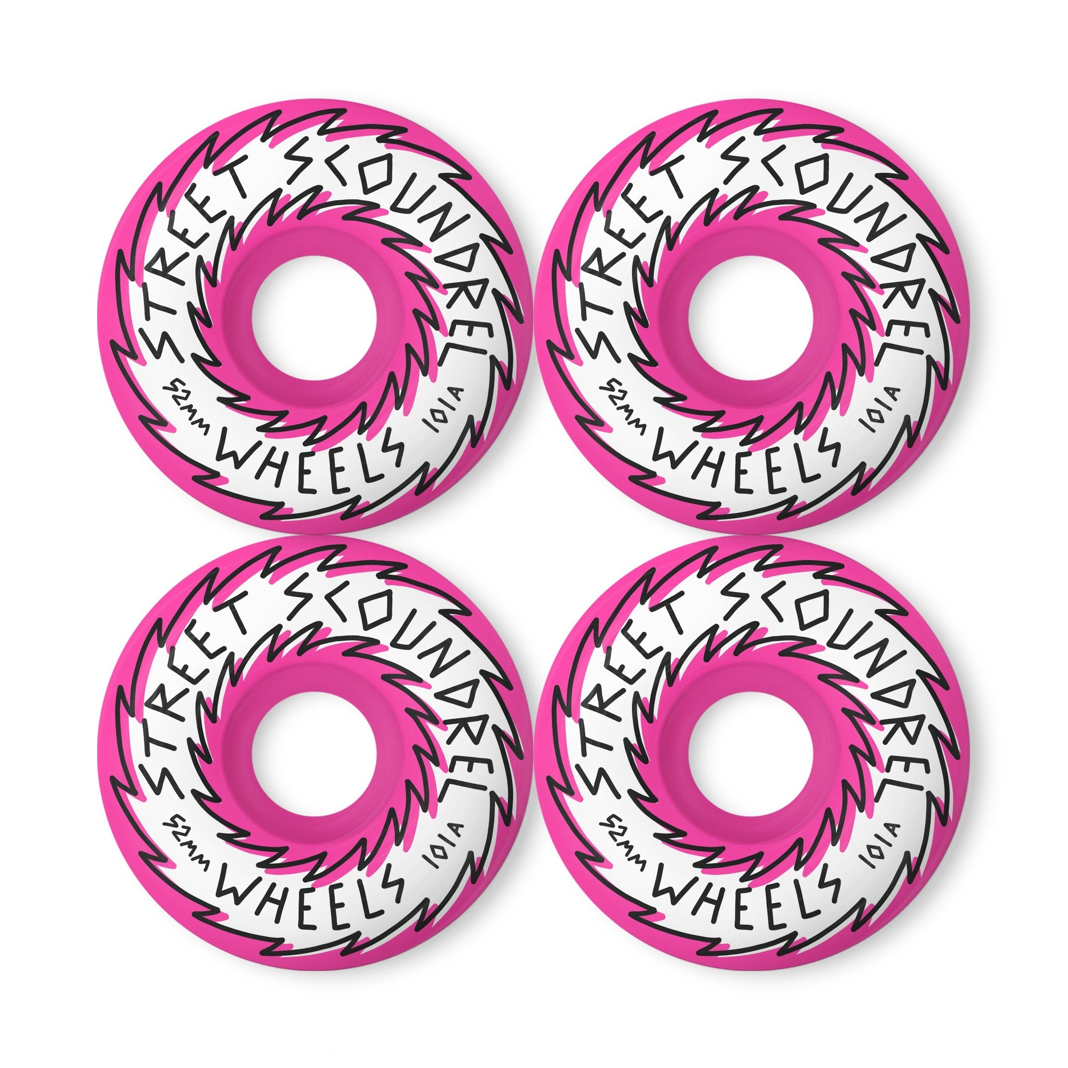 Street Plant "Street Scoundrels" 52mm 101a Skateboard Wheels + Bones Reds Bearings