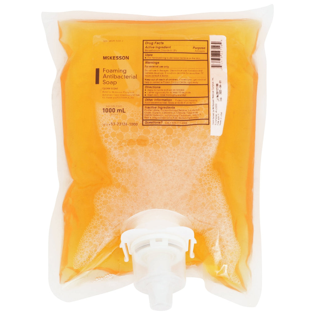 McKesson Clean Scent Foaming Antibacterial Soap, 1000 mL Refill Bag 53-23126-1000